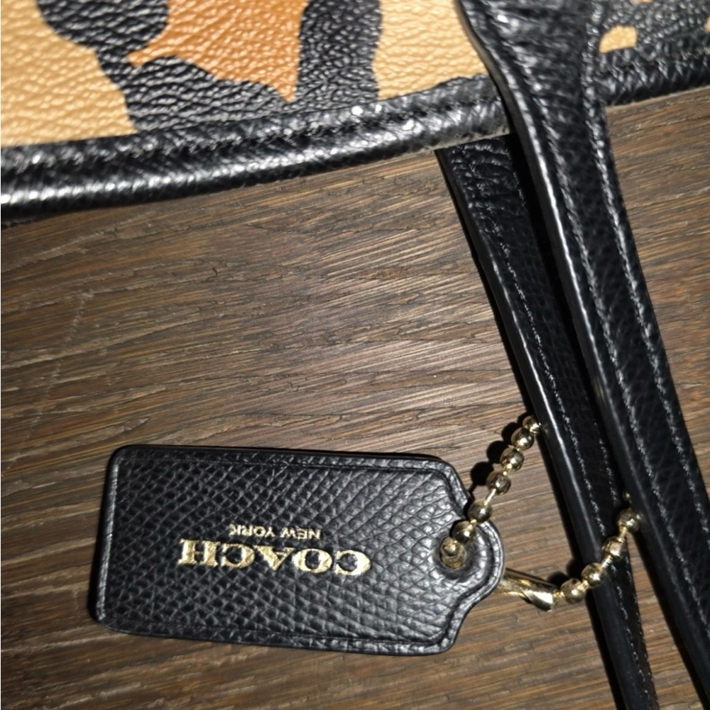 Coach Brown and Black Leopard Print City Tote - Picture 5 of 8